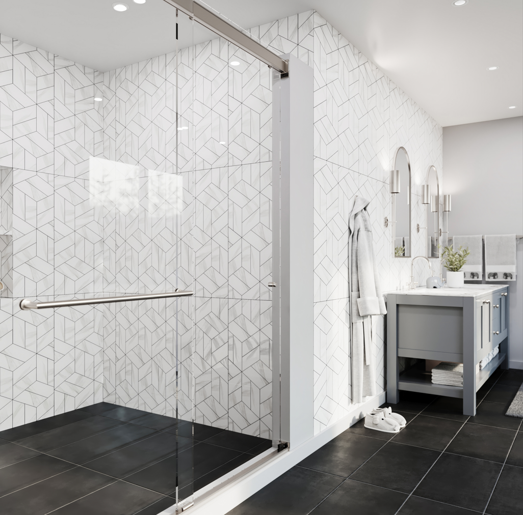 Rotolo Lux Semi-Frameless 1/4-inch Glass Sliding Shower Door